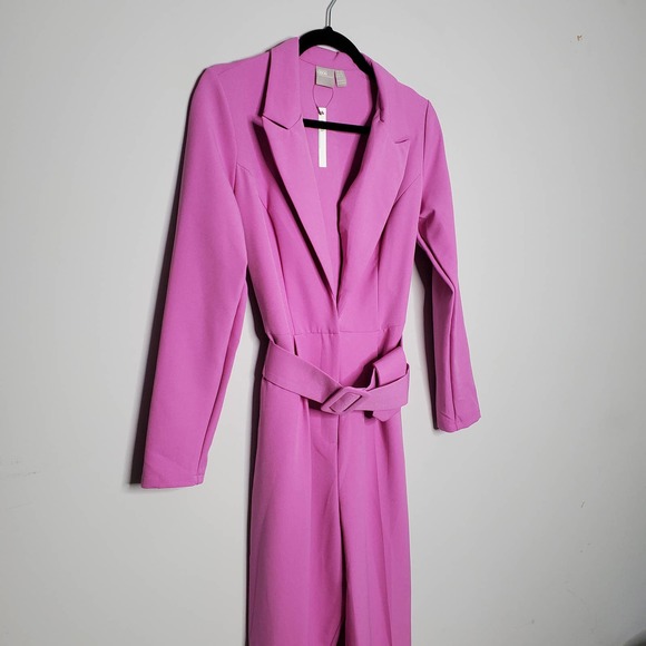 ASOS DESIGN • Pink Purple Minimal Belted Tux Jumpsuit NEW Sz 8 - Picture 3 of 6